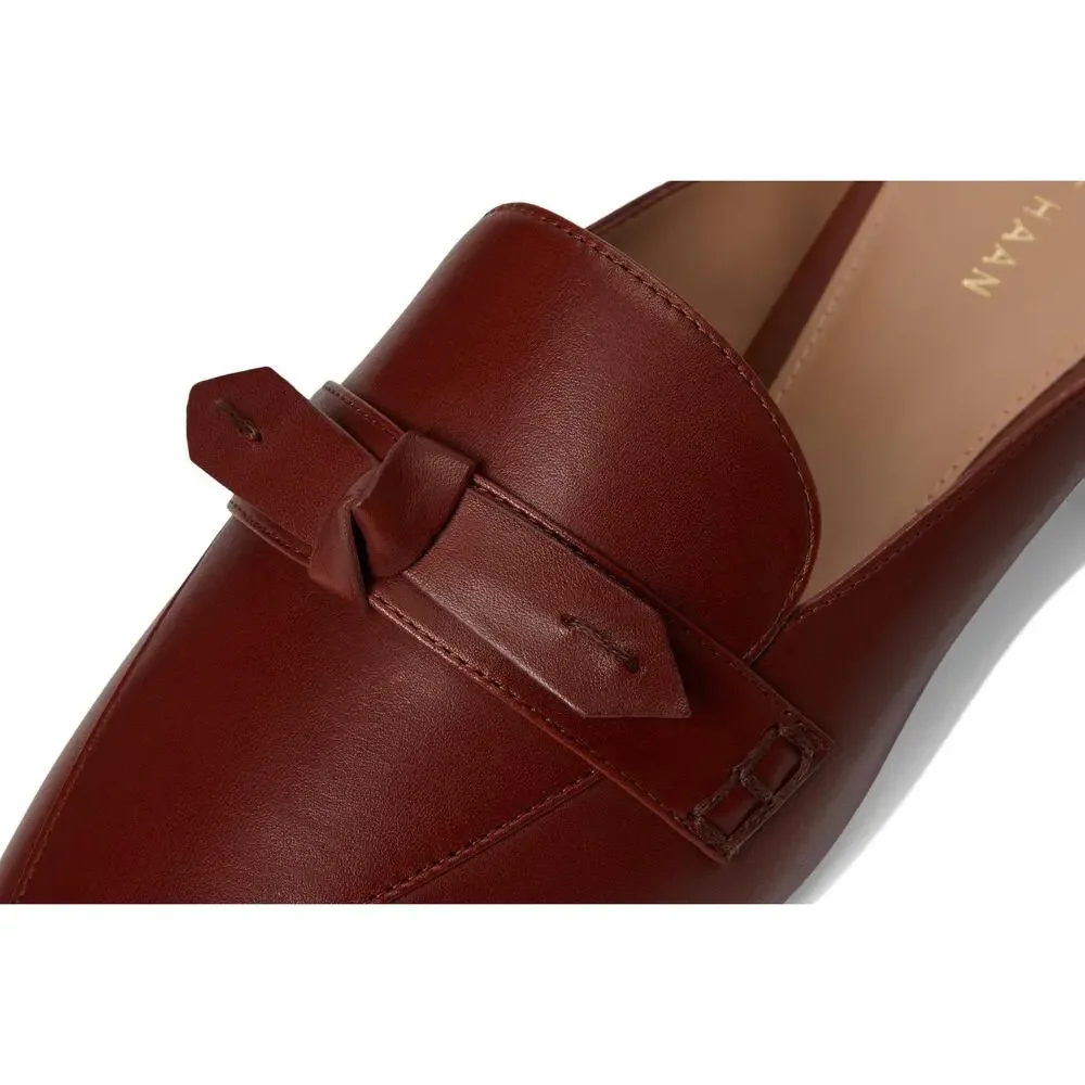 COLE HAAN WOMENS PIPER BOW MULE, DARK CUOIO LEATHER, 9.5-B US